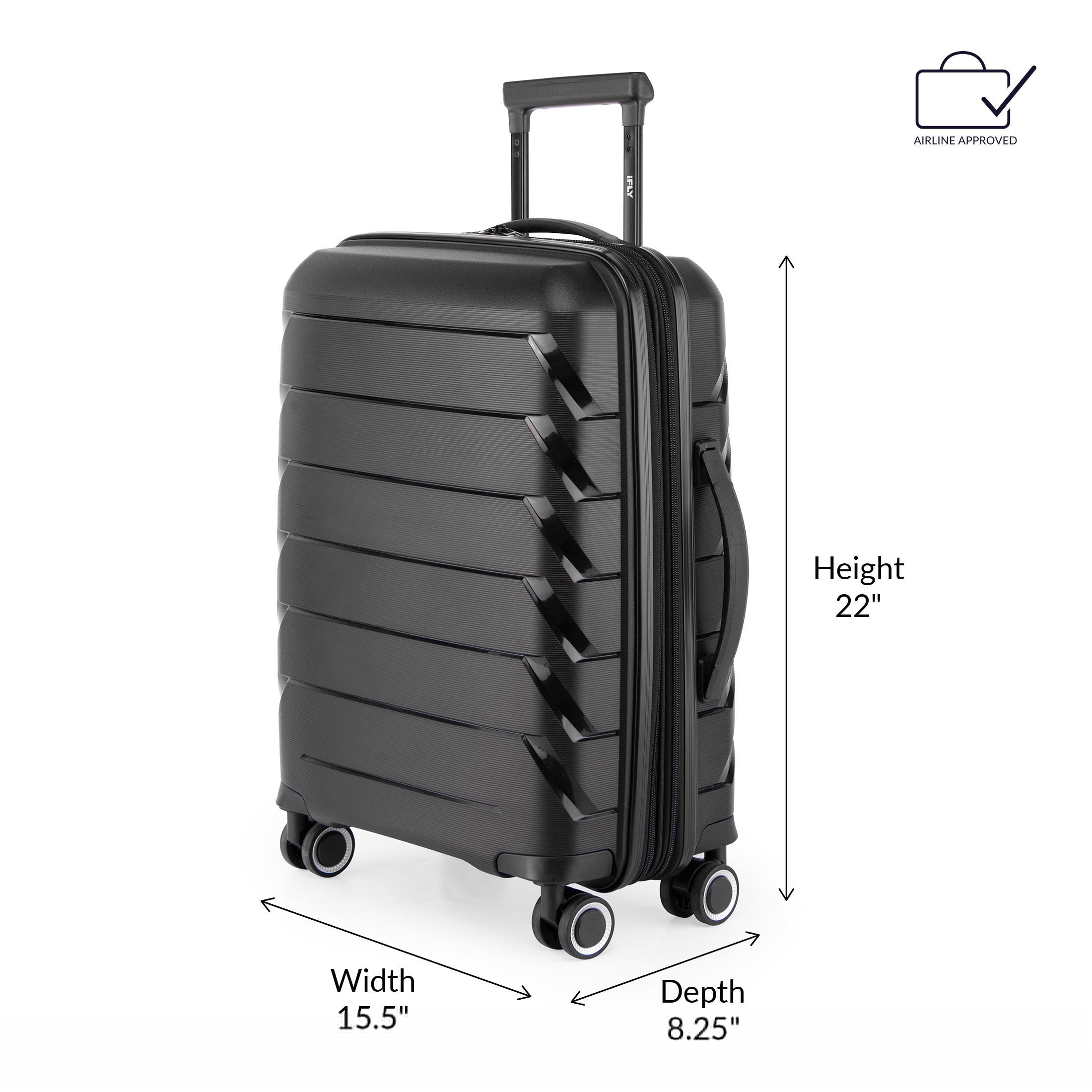 thumbnail image 3 of PUR by iFLY  20" Carry On Hard Side Lightweight Expandable Luggage, Black, 3 of 11