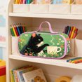 thumbnail image 4 of C Nylon Large Capacity Multi Layer Cat Print Pen Bag Stationery Storage Case For Student, 4 of 7