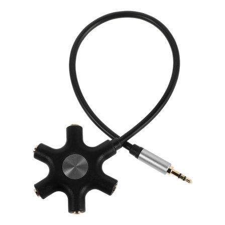 UPOUART Black 5-Way Headphone Audio Splitter Adapter Cable for Home Music Sharing and Multiple Device Connection