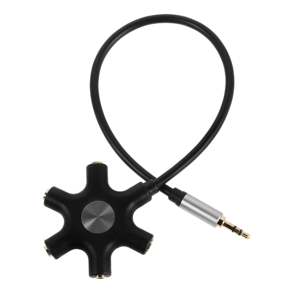 UPOUART Black 5-Way Headphone Audio Splitter Adapter Cable for Home Music Sharing and Multiple Device Connection