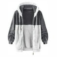 thumbnail image 5 of Tiqkatyck Winter Jackets for Women, Women's Fashion Casual Patchwork Hooded Zipper Plush Jacket with Pocket Fleece Jacket Women, Winter Coats for Women Dark Gray XXXL, 5 of 5