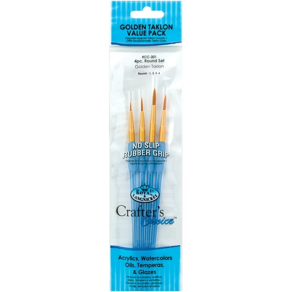 Crafter's Choice Gold Taklon Round Brush Set-4/Pkg