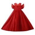 thumbnail image 6 of Girls Formal Tulle Princess Dress, Elegant Puffy Net Dress for Flower Girl Junior Bridesmaid, Wedding Birthday Party Special Occasion Gown Age 3Y-14Y Wine 120, 6 of 7