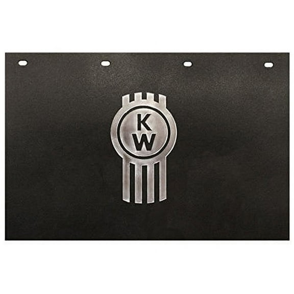 Kenworth Trucks 24" x 15" Black & Silver "KW" Logo Poly Semi Truck Mud Flaps-Pair