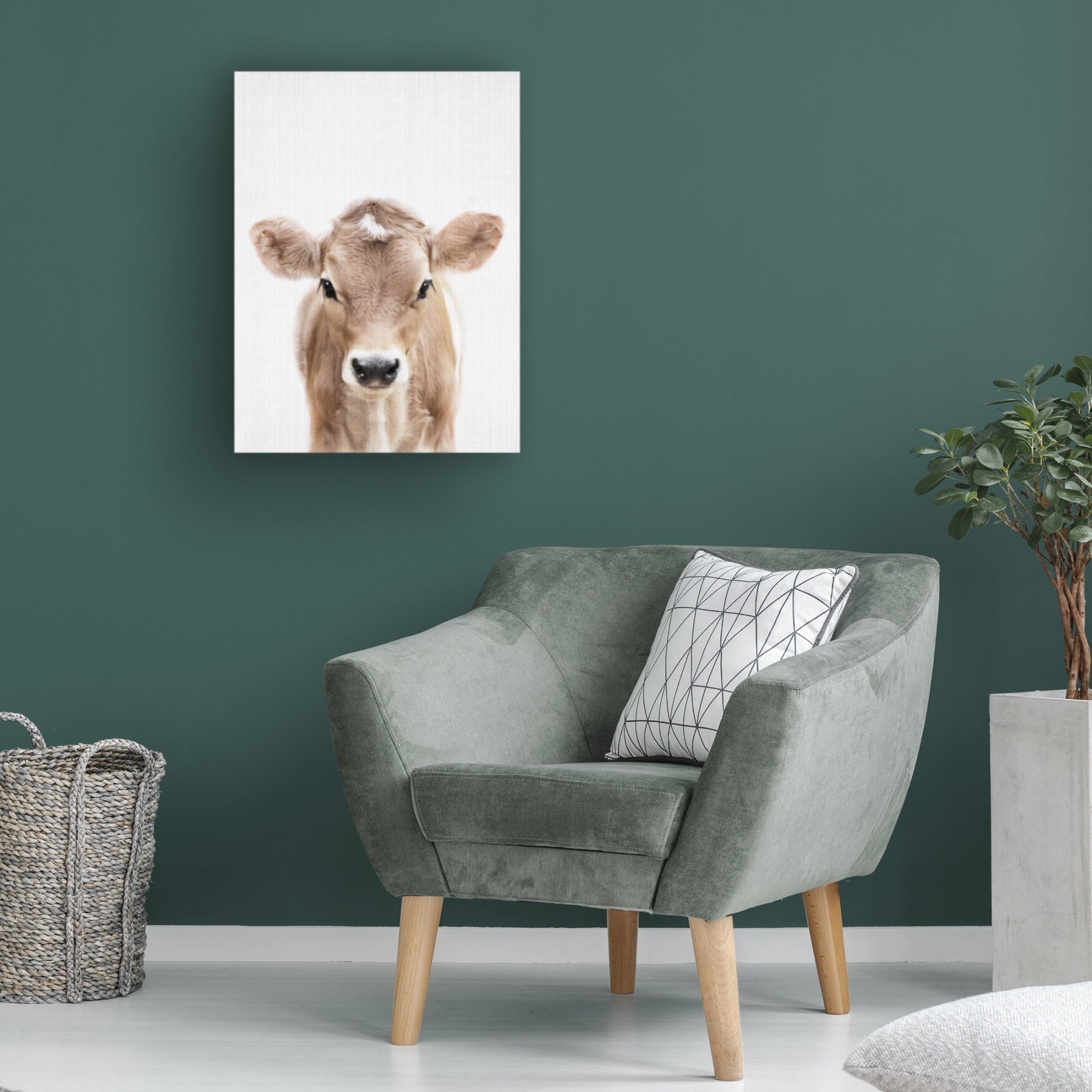 Trademark Fine Art Lola Peacock Peekaboo Baby Cow Canvas Wall Art