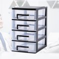 thumbnail image 4 of drawer type storage organizer 4 Layers Transparent Desktop Drawer Type Storage Box Plastic Mini Cosmetics Storage Organizer Sundries Holder (Black and Transparent), 4 of 6