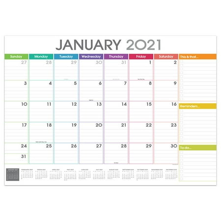 2021 Rainbow Blocks Medium Desk Pad Calendar Walmart Canada january 2021 calendar rainbow
