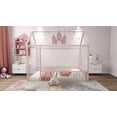 thumbnail image 2 of Dtwnek Twin Size Metal Bed House Bed Frame with Fence, Pink, 2 of 9