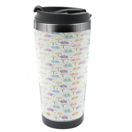 

Elephant Travel Mug Childish Jungle Animal Steel Thermal Cup 16 oz by Ambesonne