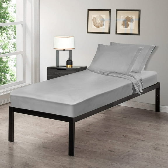 Gilbins Cot Size 30" x 75"x8 Sheet Set 4 Piece Fitted Flat 2 Pillowcases, Made of Cotton, Perfect for Camp Bunk Beds/RVs/Guest Beds Gray