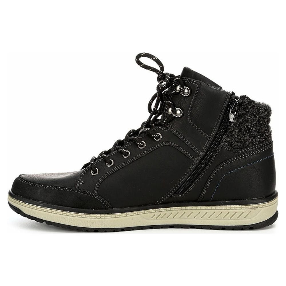 靴 Mid Cut Leather Boots Day Five Mens Lace Up Mid Cut Sneaker Boot Shoes, Black, US 9