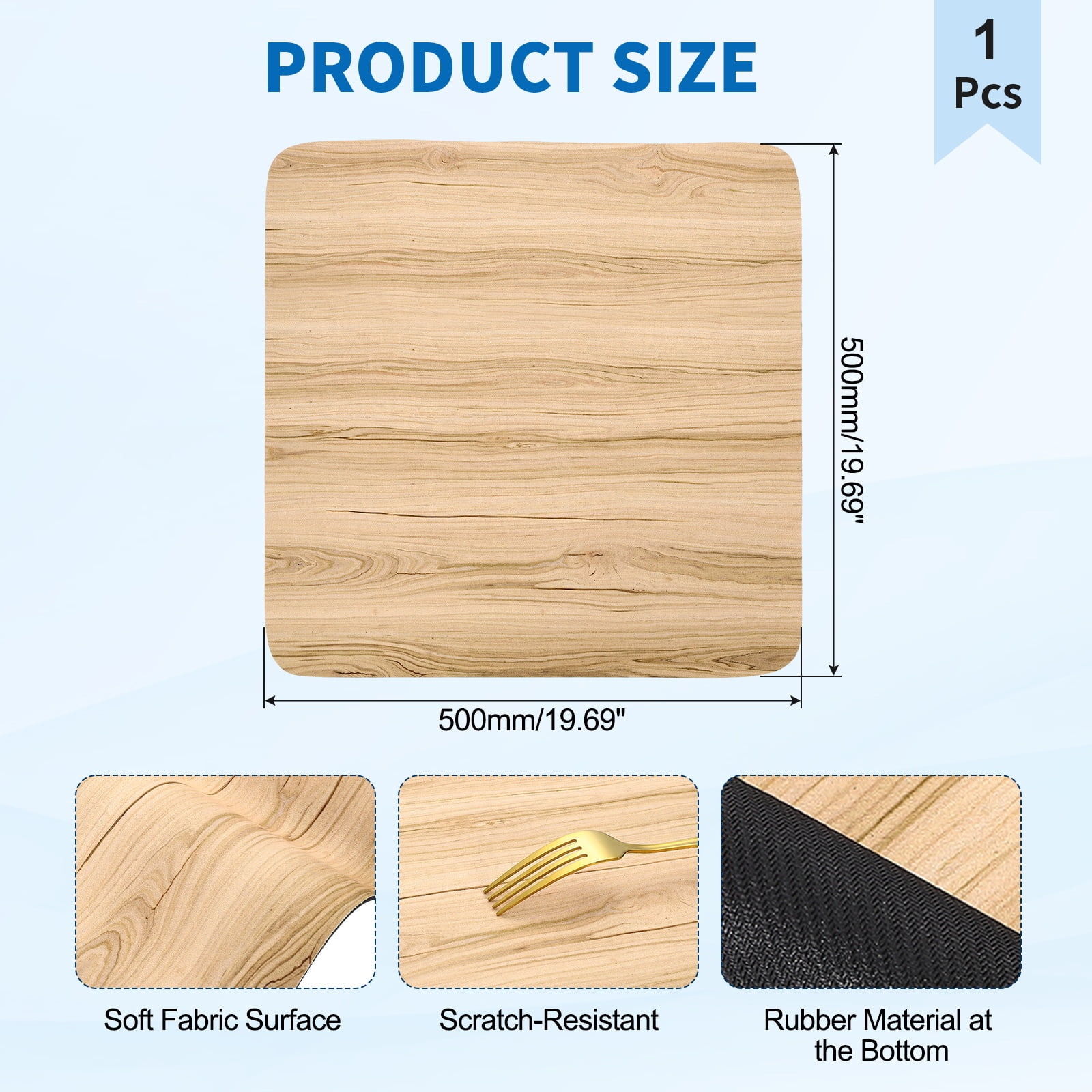 Washer and Dryer Top Protector Mat 20" x 20" - Non-Slip, Quick Drying Rubber Washing Machine Top Cover Pad for Home Kitchen Laundry Room, Wood Grain