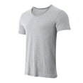 thumbnail image 5 of FASHOFT V Neck Bamboo Shirts for Men Ultra Soft Viscose Cotton T-Shirt Moisture Wicking Short Sleeve Casual Summer Tee Tops Light Gray M, 5 of 8