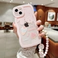 thumbnail image 2 of Pink Wave Edge Cute Cartoon Ice Cream Watermelon Phone Case with Exquisite Bead Bracelet, Shockproof Soft Case for iPhone 11, 2 of 9
