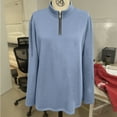thumbnail image 3 of Fanxing Fleece Lined Sweatshirts for Women Half Zip Thick Sherpa Crewneck Tunic Pullover Casual Solid Fall Winter Thermal Tops Blue M, 3 of 5