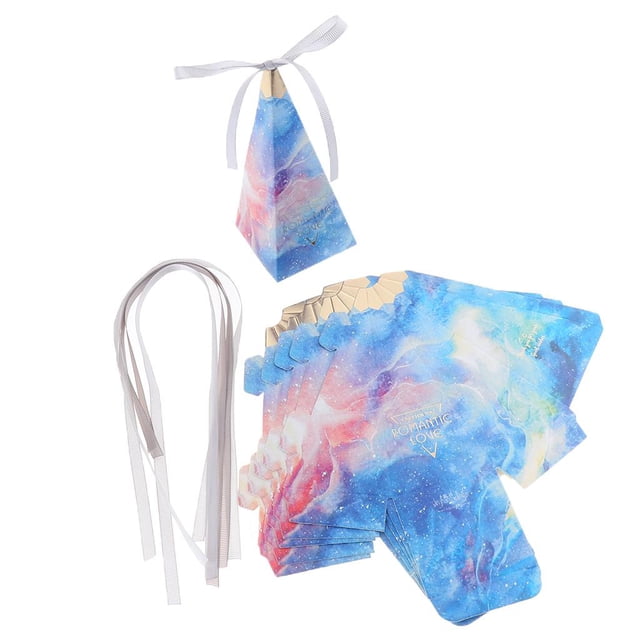 6 piezas cajas de favores de dulces Colcomx Azul estrellado Triangular Wedding Candy Boxes