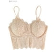 thumbnail image 5 of BadPiggies Women's Camisole Floral Lace Bralette Strap Thin Bandeau Padded Sexy Bra Wire Free (L, Apricot), 5 of 8