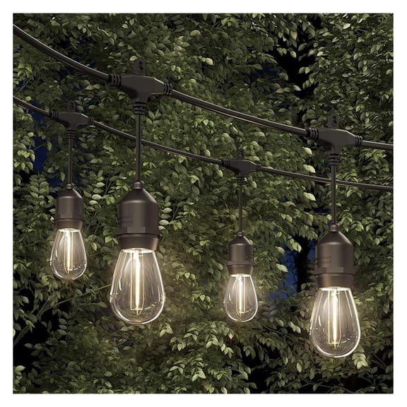 20 LED Bulbs 42 ft Outdoor Solar String Lights - Dusk to - Matte Black