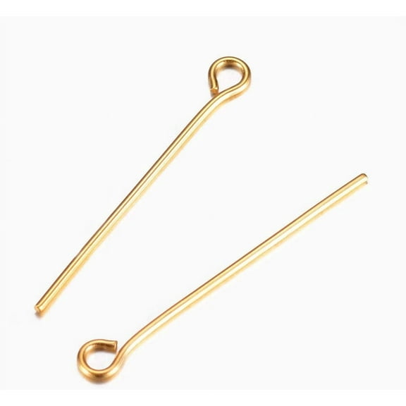20Pcs Golden 304 Stainless Steel Eye Pin Golden Open Eye Pins Eye Pins Findings Jewelry Making Pin Metal End Headpins for Earrings Necklaces Bracelets Pendants Jewelry Making 25mm diy