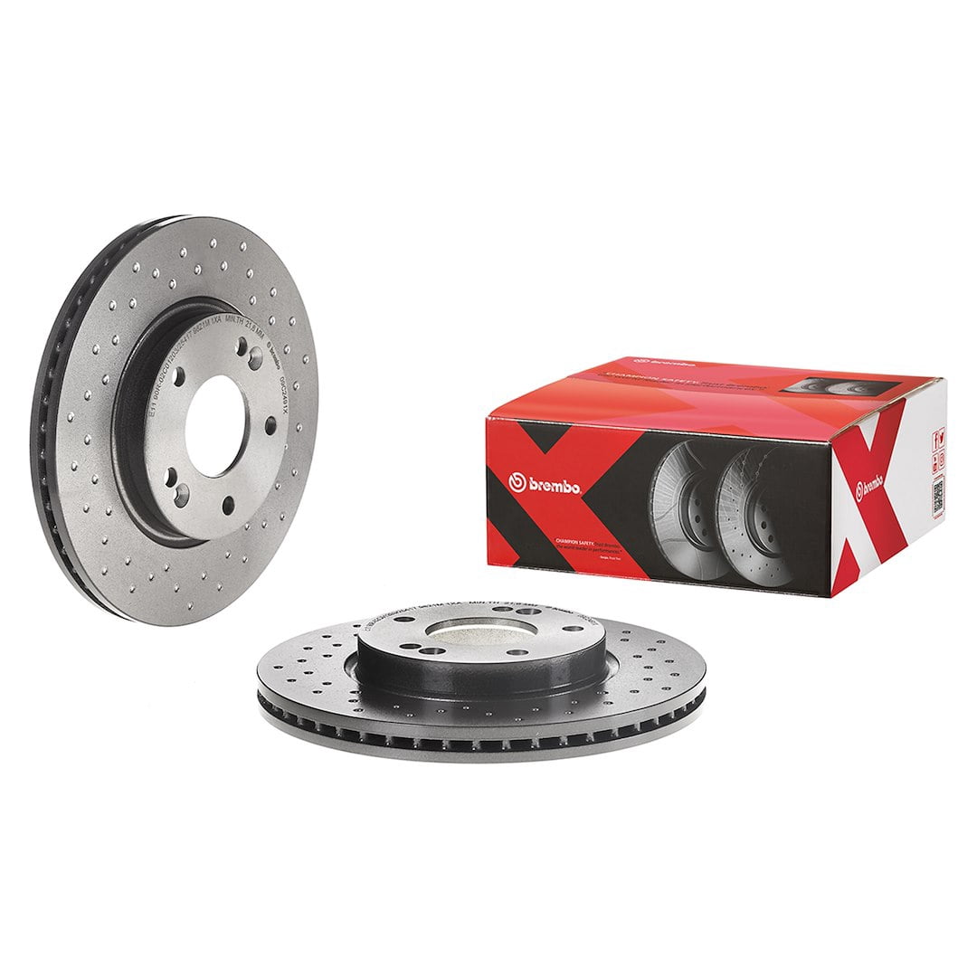Brembo 09.C249.1X; Brake Rotor; Vented Cross Drilled; One Piece Design; Wheel Bolt Pattern 5 x 114.3 Millimeter; High Carbon Cast Iron; Single