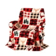 thumbnail image 2 of Rustic Christmas Flannel Throw Blanket,  Plaid Patchwork  Blanket with Deer Antler  Tree, Soft Lightweight Holiday Throw for Couch Sofa Bed, Winter Xmas Home Decor for Living Room-A, 2 of 4