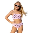 thumbnail image 5 of Byoo Tween Girls UPF 50+ 2-Piece Bikini Set Smocked Bow Print Quick Dry Swimwear At Beach Pool,Pink, 5 of 6