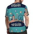 thumbnail image 2 of Wukai Let's go Travel Print Men's Short-Sleeved Mesh T-Shirt,Quick-Dry Short Sleeve Workout T-Shirt-X-Large, 2 of 8