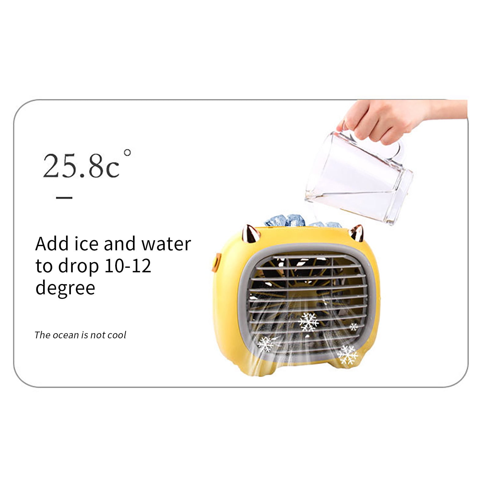 PHIGZNT Portable Air Conditioners - Portable AC Unit - Small Personal Evaporative Air Cooler & Fan for Bedroom, Office, Car, Camping, White