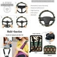 thumbnail image 6 of Garronmavis 15pcs Southwest Aztec Trendy Automobile Interior Sets Car Front Seat Cover Rear Bench Cover Steering Wheel Cover Seat Belt Cover Coasters Air Vent Phone Holder Trash Can, 6 of 7