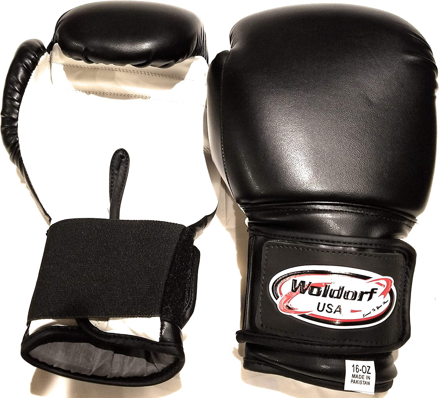 Woldorf USA Boxing Bag Gloves in Vinyl 14oz Black Grappling, Kickboxing, Fighting Gloves, Muay Thai Training Gloves, Heavy Bag Speed Punching Gloves.