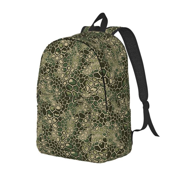 Balery Green Snake Skin Mochila Clásica Impresa Básica para Viaje, Mochila Escolar Resistente al Agua, Mochila de Lona con Correas Ajustables-Small