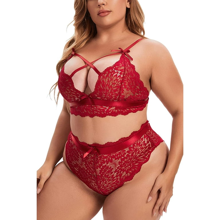 Aranmei Strappy Lingerie for Women, Sexy Crisscross Bra Set Two Piece  Matching Bra and Panty Sets