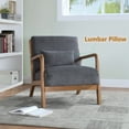 thumbnail image 4 of Aukfa Corduroy Mid Century Modern Accent Chair w/ Wood Frame&Pillow for Living Room, Gray, 4 of 10