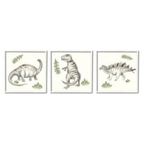 Stupell Indtries Playful Grey Dinosaurs Green Plants Tyrannosaur,12 x 12,Design by Daphne Polselli
