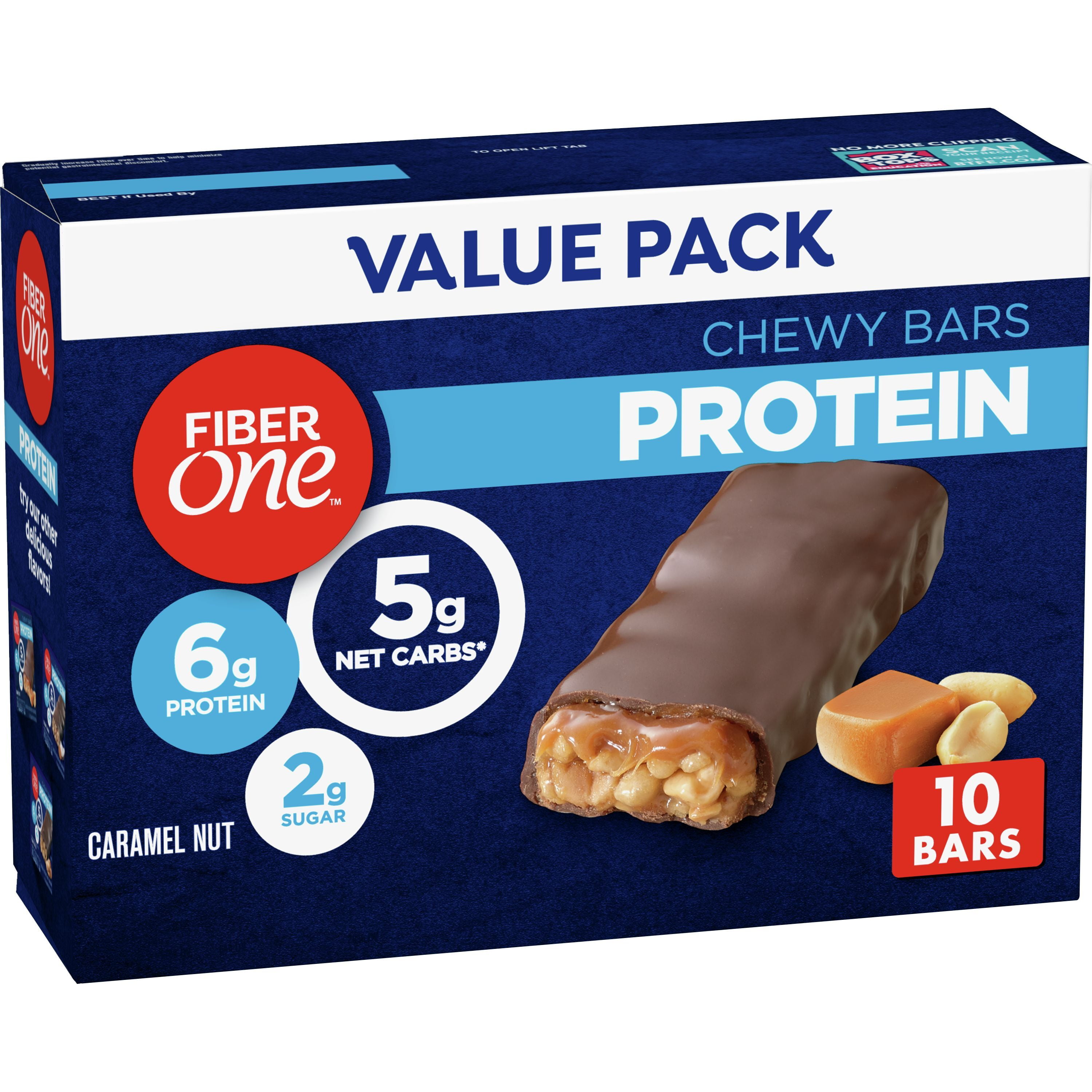 Fiber One Chewy Nut, Pack of Value 10 Caramel Protein 6 ct Bars, Pack,