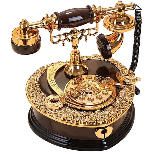 Heart Shaped Retro Dial Telephone Music Box with Drawer 7.5" x 7" x 6.7"