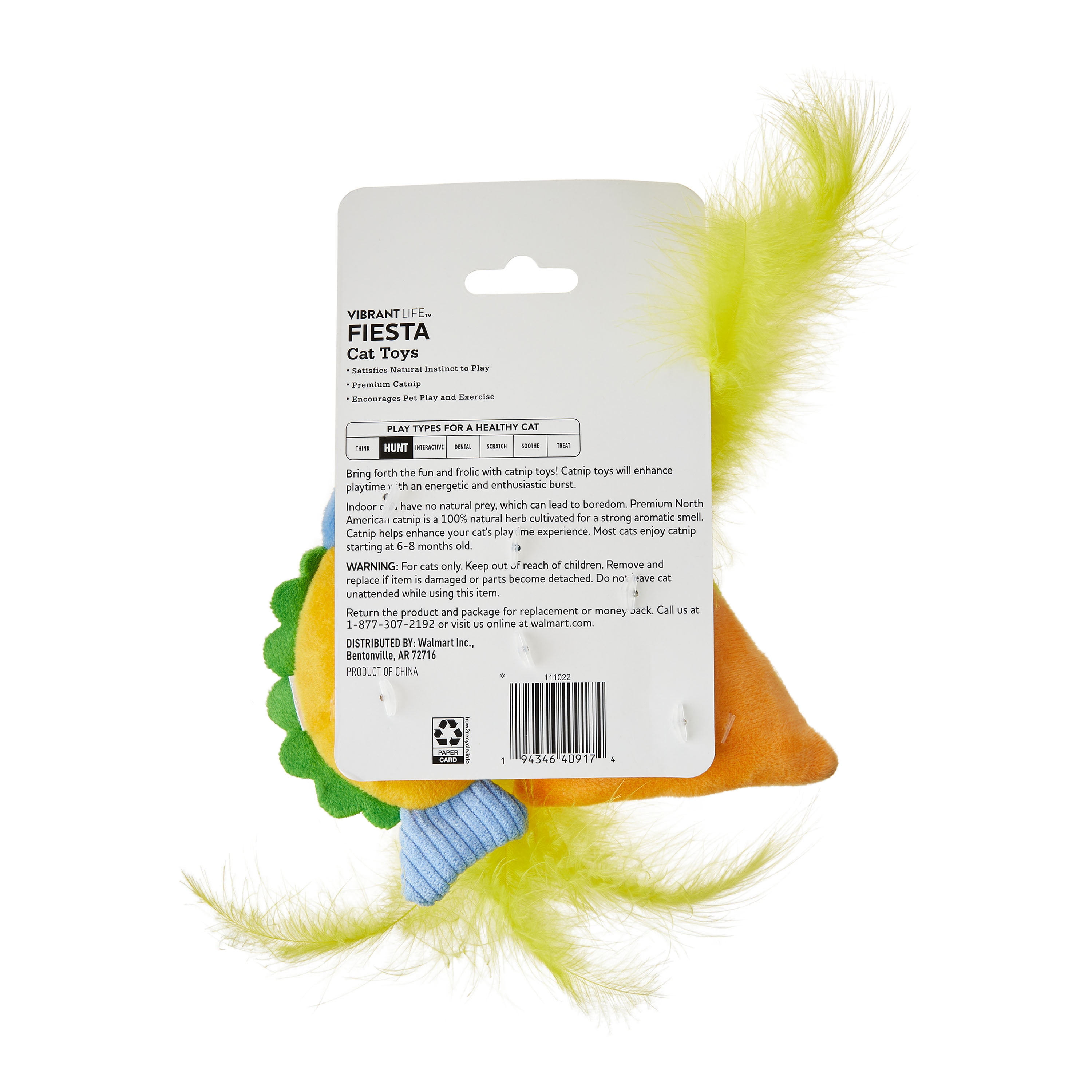 Vibrant Life Fiesta Cat Toys with Catnip, Multicolor, 3 Pack