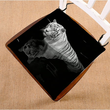 

PHFZK Animal Chair Pad Black And White Tiger Standing in Water Seat Cushion Chair Cushion Floor Cushion Two Sides Size 20x20 inches