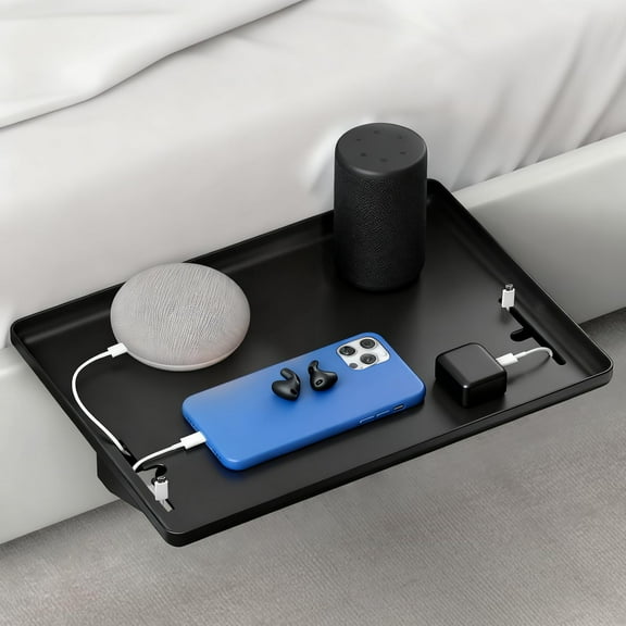 Black Bedside Shelf For Dorm Bedroom, College Dorm Room And Kids Room Essentials,Bunk Bed Tray For Top Bunk,Lofte
