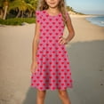 thumbnail image 2 of Hduncf Flutter Sleeve Dress for Girls Summer Casual Sundress Cute Heart Print Tank Dresses Kids Dress Pink 13 Years, 2 of 8