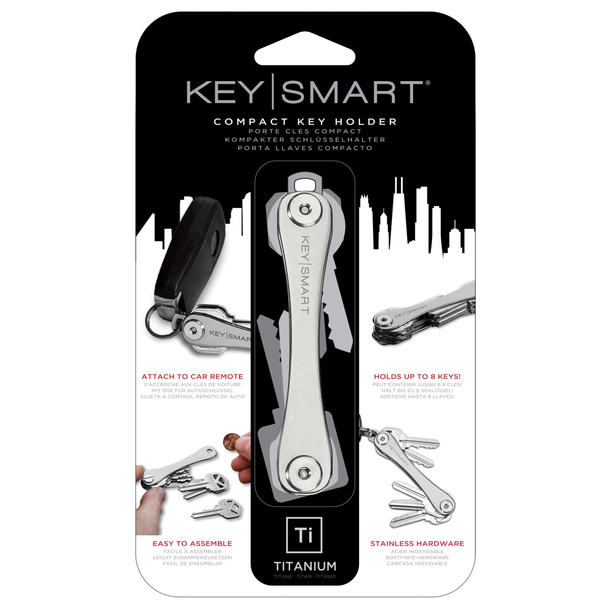 KeySmart - Compact Key Holder and Keychain Organizer - Titanium 