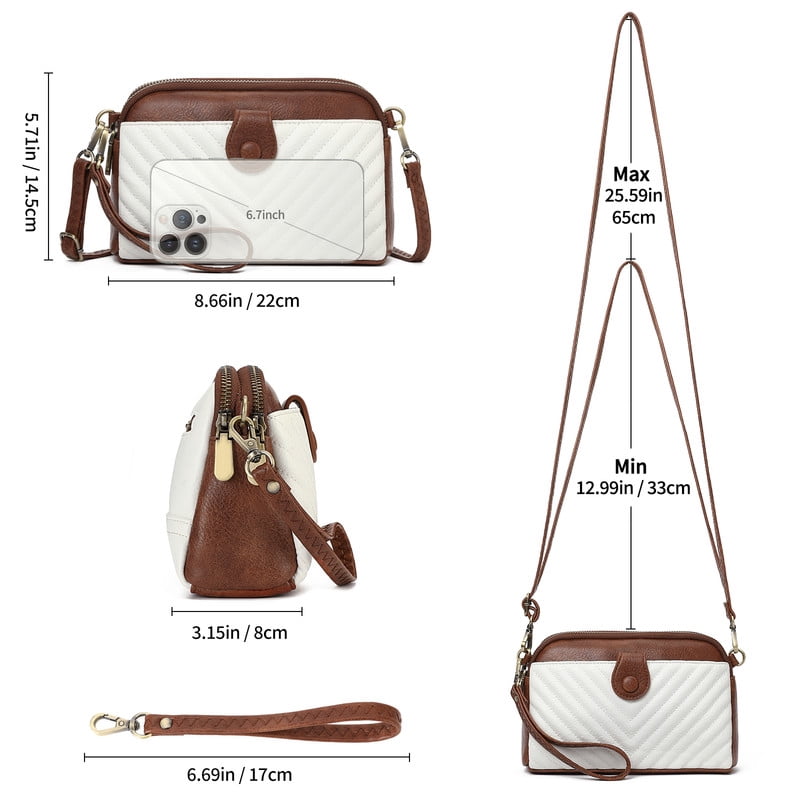 GAEKEAO Crossbody Bags for Women Leather Shoulder Purse Cross Body Bag Handbag with Wristlet Top Zipper