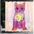 thumbnail image 4 of Ambesonne Pink Shower Curtain, Retro Digital Robot Cat, 69"Wx75"L, Pink Fuchsia, 4 of 5