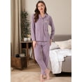 thumbnail image 3 of DARING DIVA Cotton Pajamas Long Sleeve Lounge Sets Button Down Pants XL Purple, 3 of 7