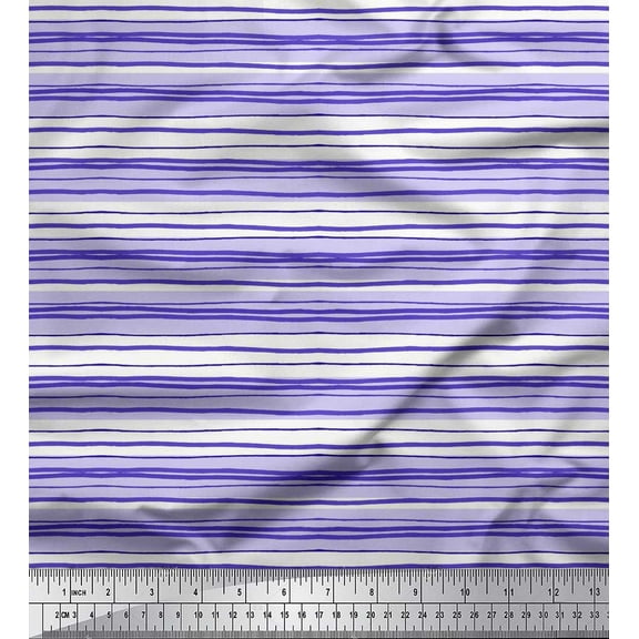 Soimoi Cotton Voile Fabric Horizontal Stripe Printed Craft Fabric by The Yard 42 Inch Wide