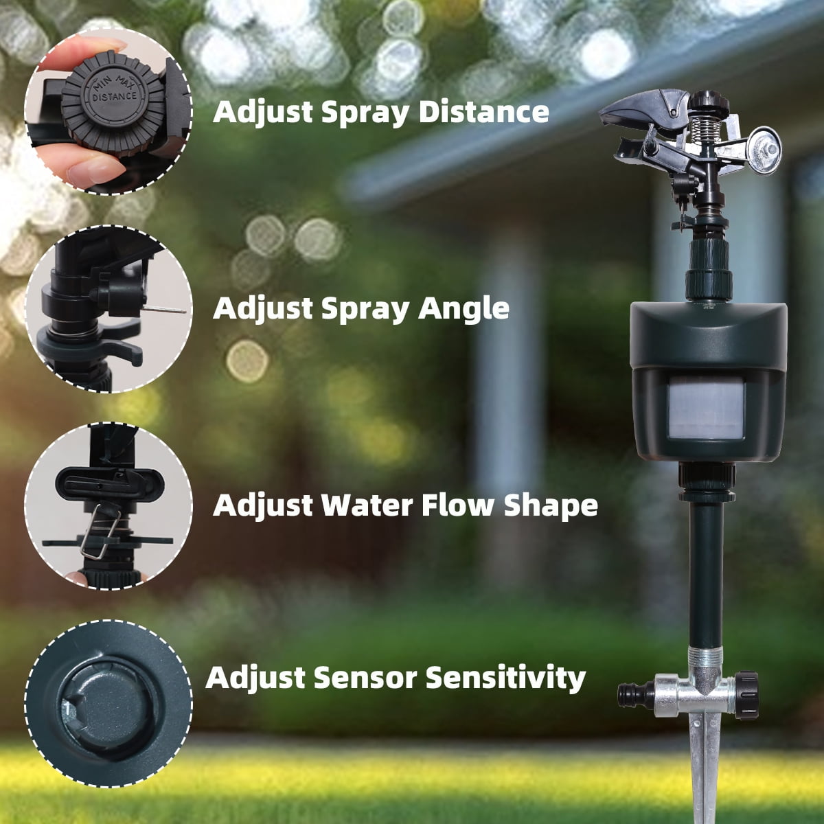 Yardeen Motion Activated Sprinkler Outdoor Waterproof Repellent for Lawn，Garden and  Yard