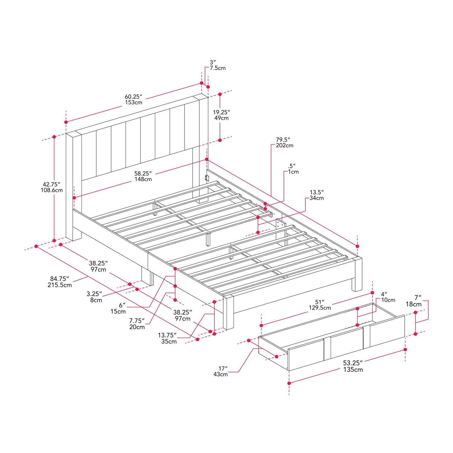 Lit plateforme capitonné et rembourré avec rangement CorLiving Metro Beige en versions double/double