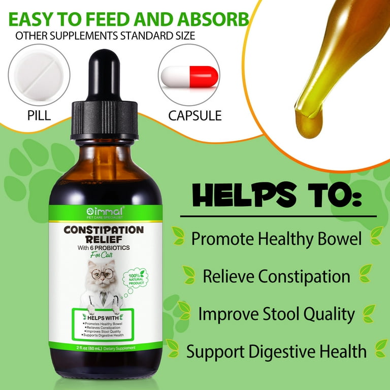 Oimmal Cat Constipation Relief Natural Health Supplements with 6 Probiotics to Help Digestion Cat Constipation Liquid Drops Supports Relief Constipation for Cat 2 Fl Oz Walmart