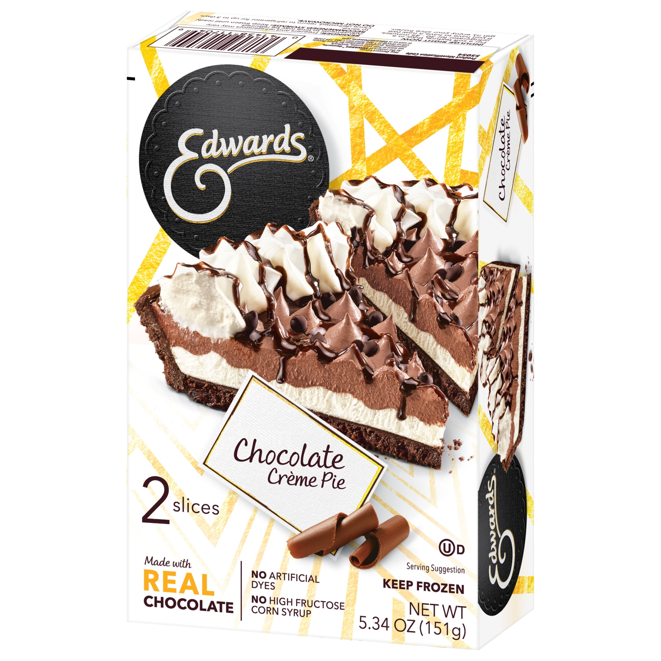 Edwards Singles Desserts Frozen Chocolate Crème Pie Slices, 5.34 oz 2 Pack