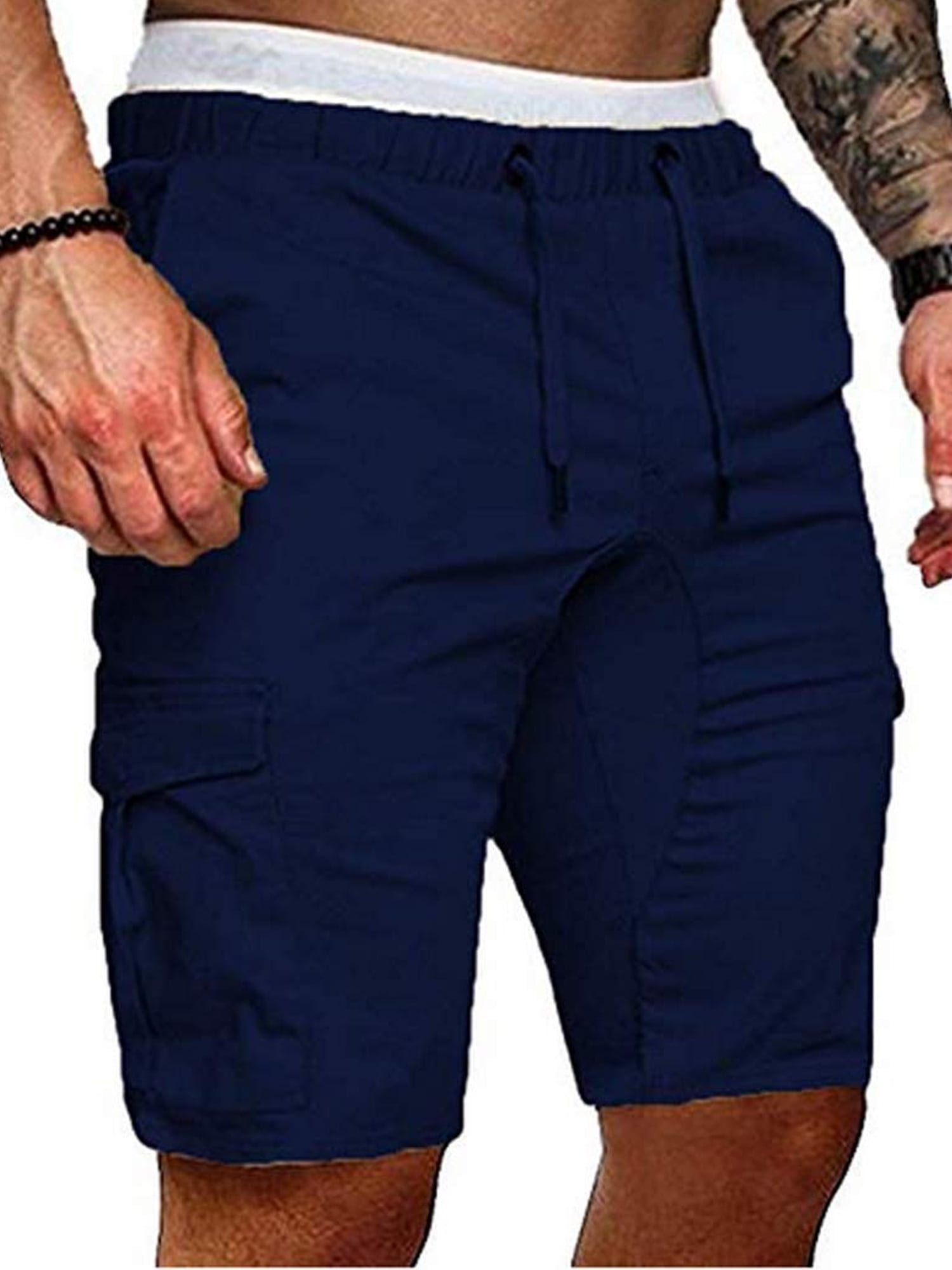 FOCUSNORM Mens Cargo Shorts Relaxed Fit Multi-Pocket Outdoor Drawstring ...